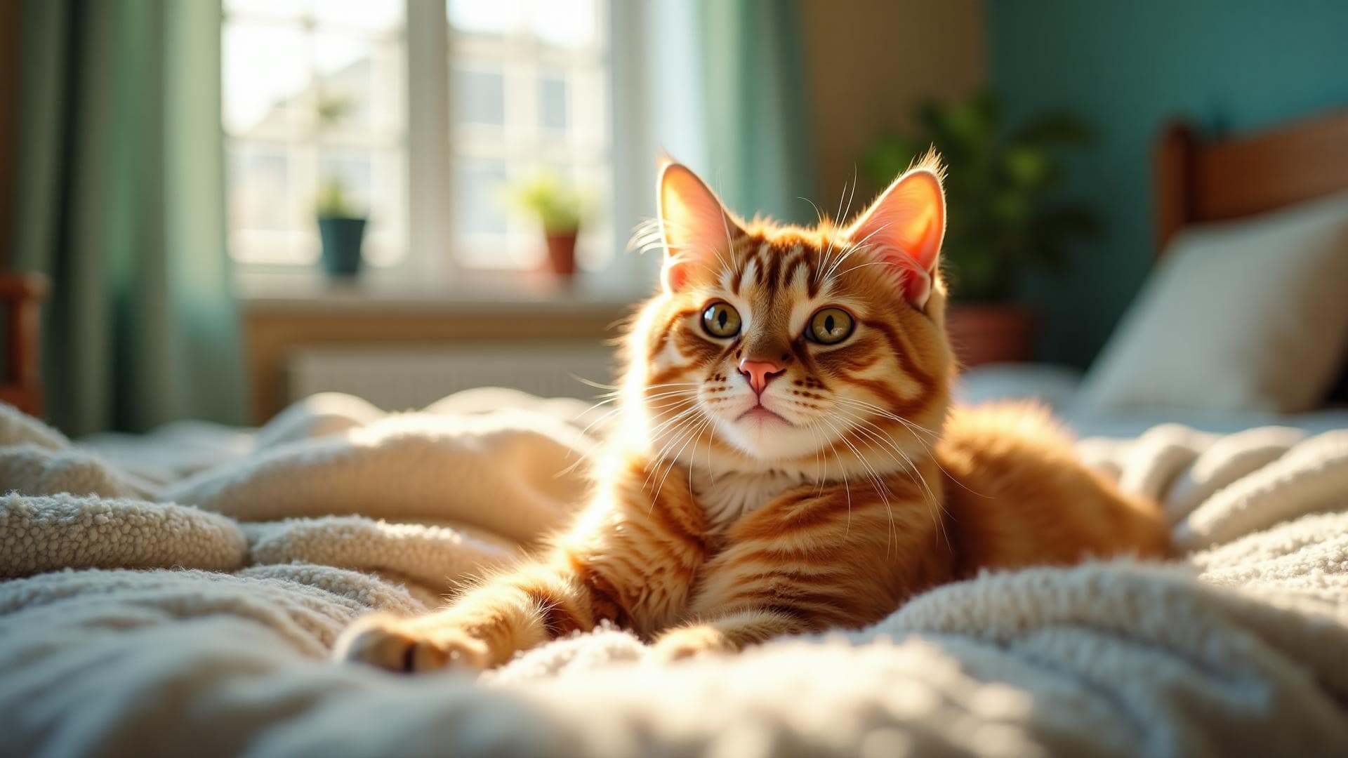 Relaxed cat in comfortable boarding environment with natural light