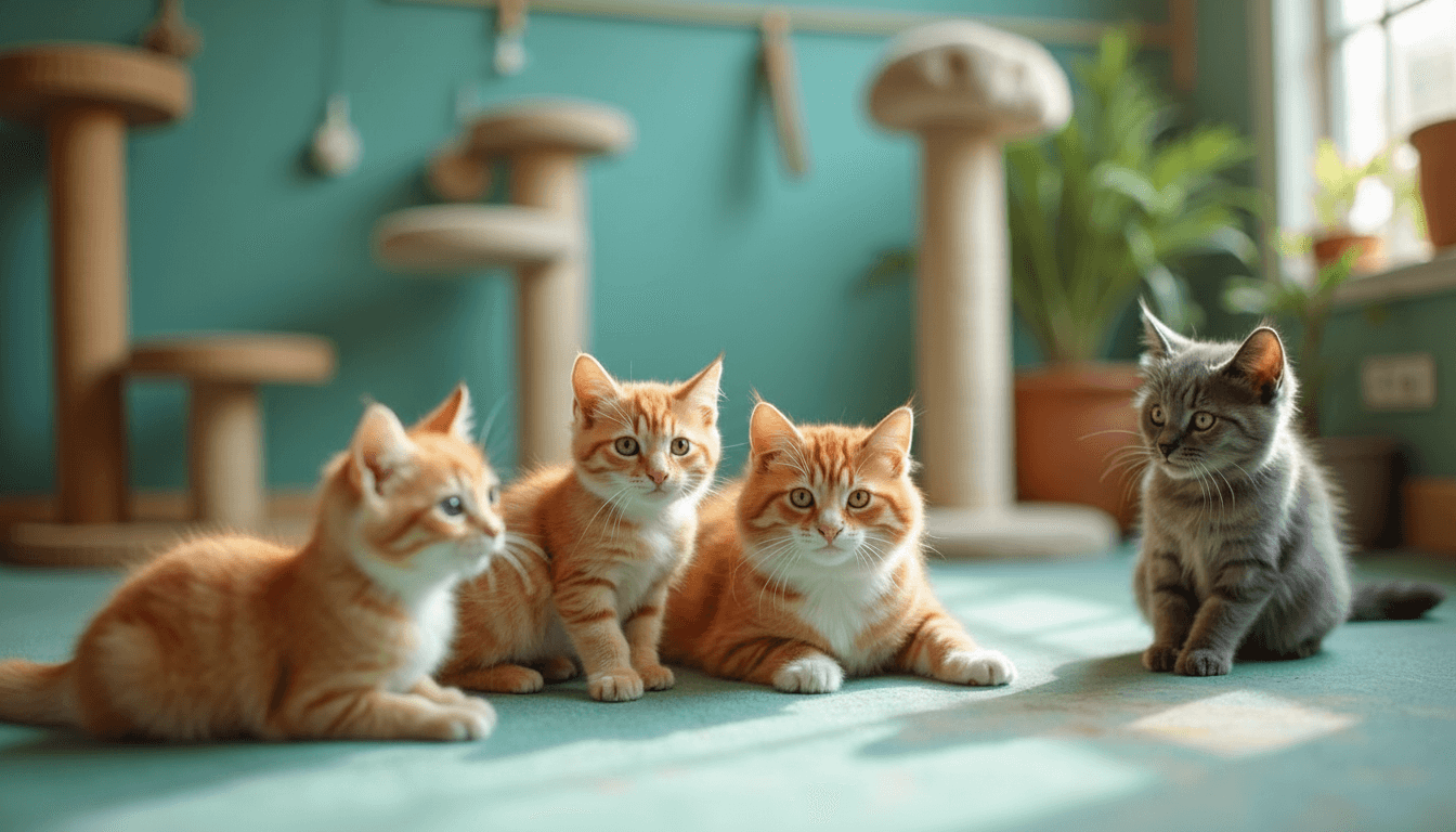 Cats playing at Purr Stay daycare